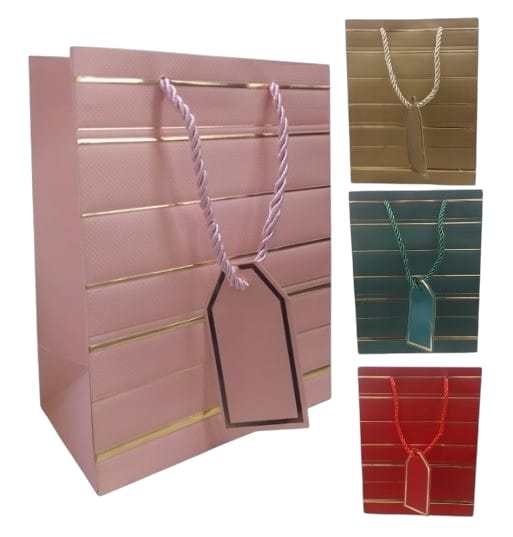 SACOLA PRESENTE LUXO LISTRADO 40X30X12CM